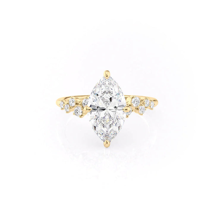 The Mona Set With Marquise Side Stone Lab Diamond 1 Carat 14K Gold#material_gold