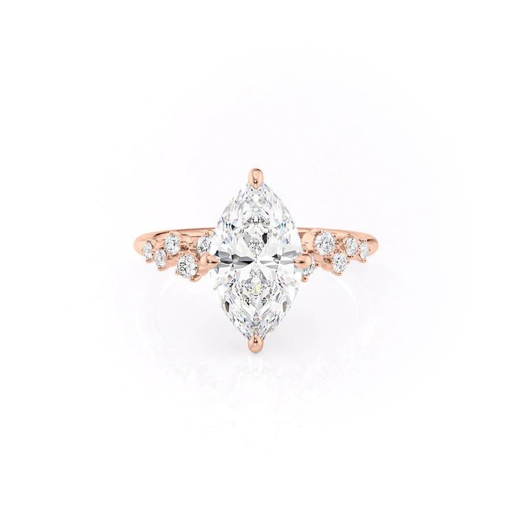 The Mona Set With Marquise Side Stone Lab Diamond 1 Carat 14K Rose#material_rose