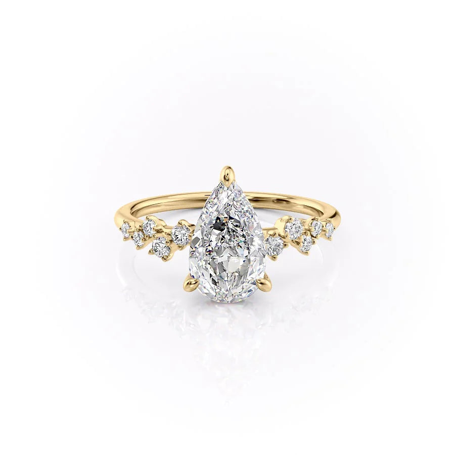 The Mona Set With Pear Side Stone Lab Diamond 1 Carat 14K Gold#material_gold
