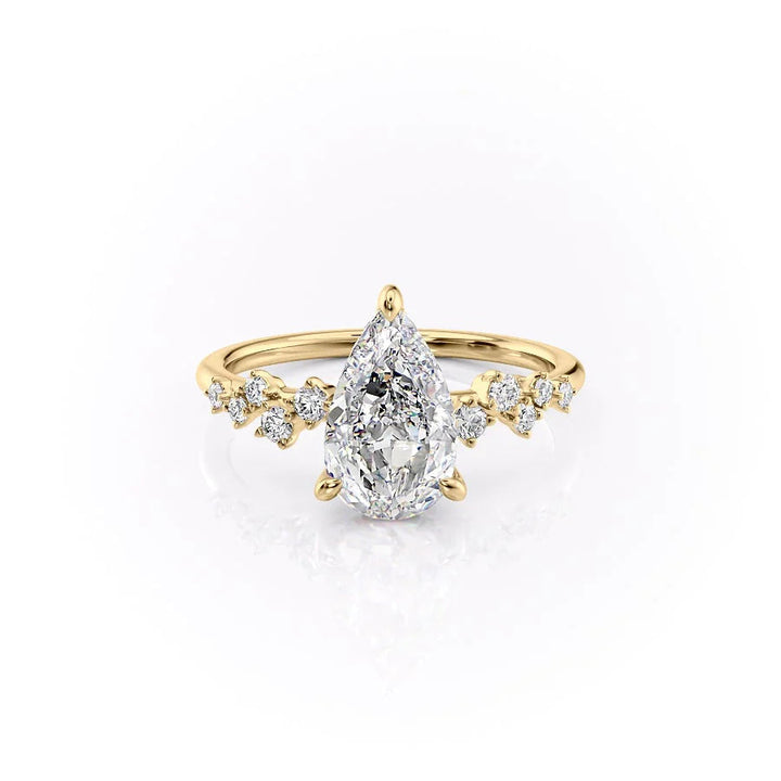 The Mona Set With Pear Side Stone Lab Diamond 1 Carat 14K Gold#material_gold