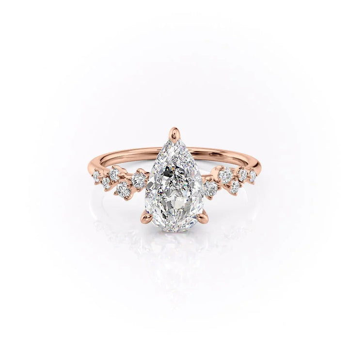 The Mona Set With Pear Side Stone Lab Diamond 1 Carat 14K Rose#material_rose