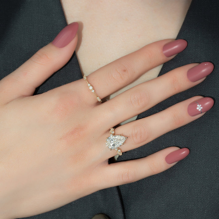 The Mona Pear Lab Diamond Moissanite Engagement Ring *Shown with 3.5 ct #material_gold