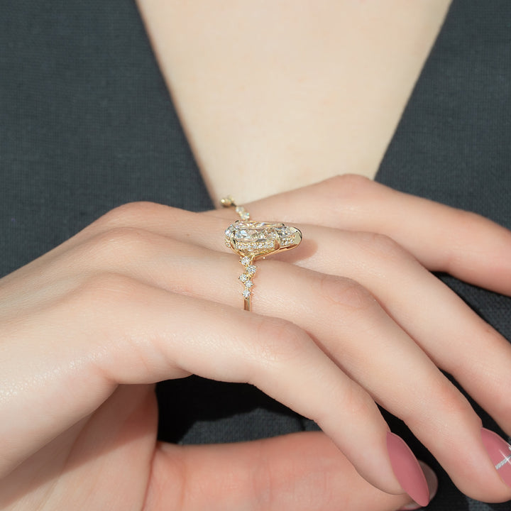 The Mona Pear Lab Diamond Moissanite Engagement Ring *Shown with 3.5 ct #material_gold