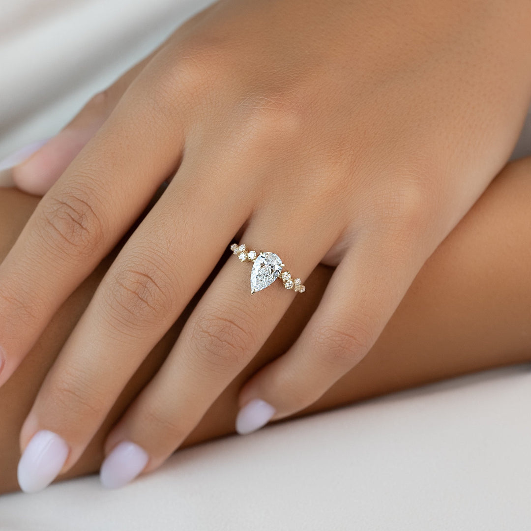 The Mona Pear Lab Diamond Moissanite Engagement Ring