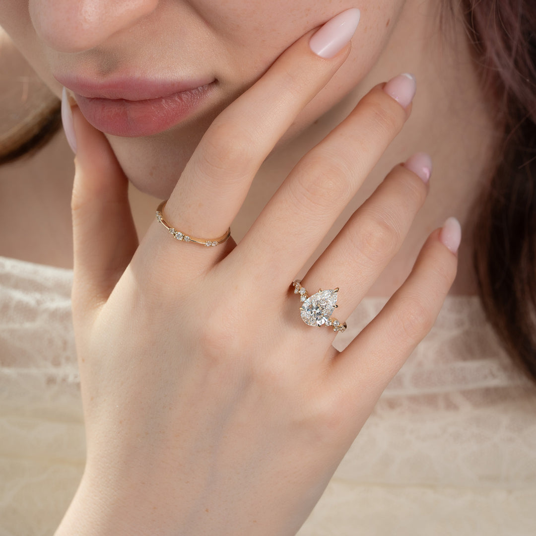 The Mona Pear Lab Diamond Moissanite Engagement Ring