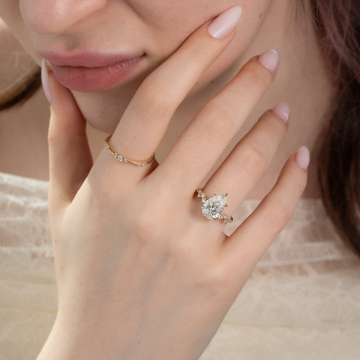 The Mona Pear Lab Diamond Moissanite Engagement Ring *Shown with 2.5 ct #material_gold