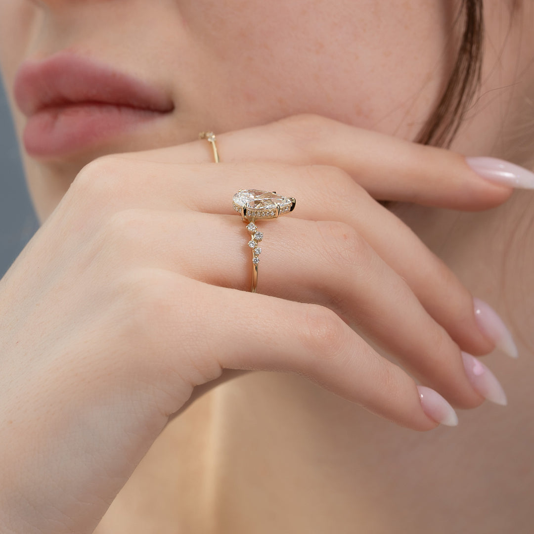 The Mona Pear Lab Diamond Moissanite Engagement Ring