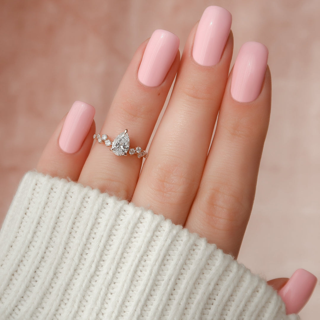The Mona Pear Lab Diamond Moissanite Engagement Ring