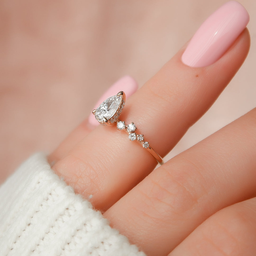 The Mona Pear Lab Diamond Moissanite Engagement Ring