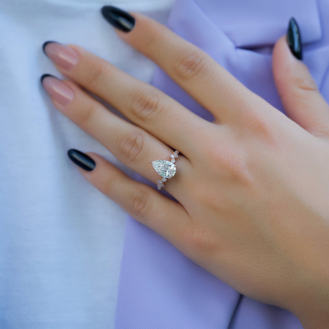The Mona Pear Lab Diamond Moissanite Engagement Ring