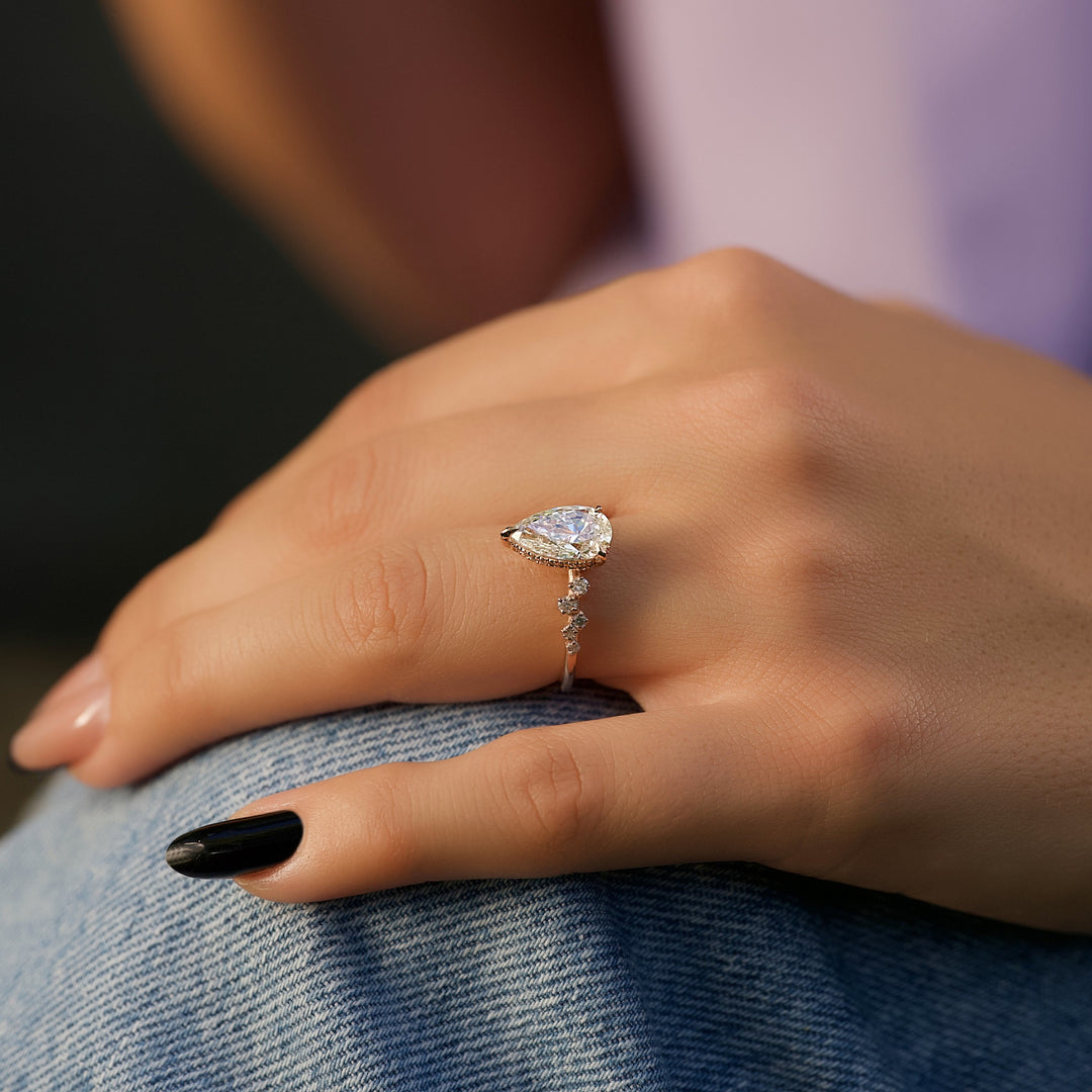 The Mona Pear Lab Diamond Moissanite Engagement Ring