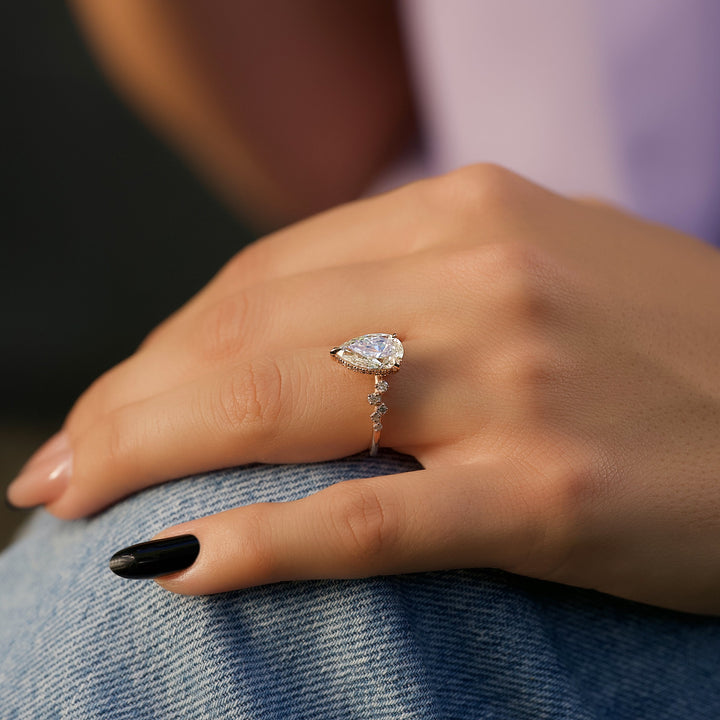 The Mona Pear Lab Diamond Moissanite Engagement Ring *Shown with 2 ct #material_rose