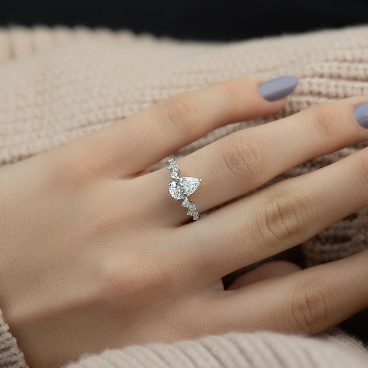 The Mona Pear Lab Diamond Moissanite Engagement Ring *Shown with 1 ct #material_white