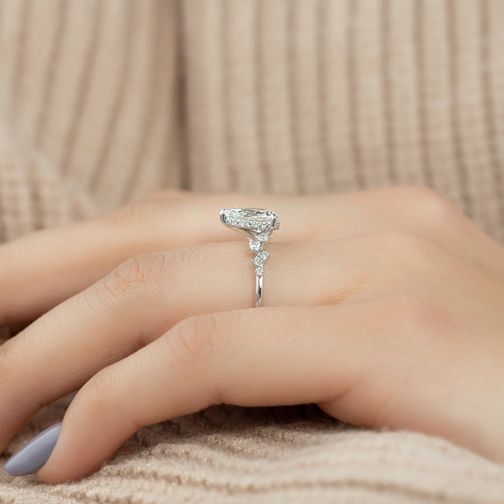 The Mona Pear Lab Diamond Moissanite Engagement Ring *Shown with 1 ct #material_white
