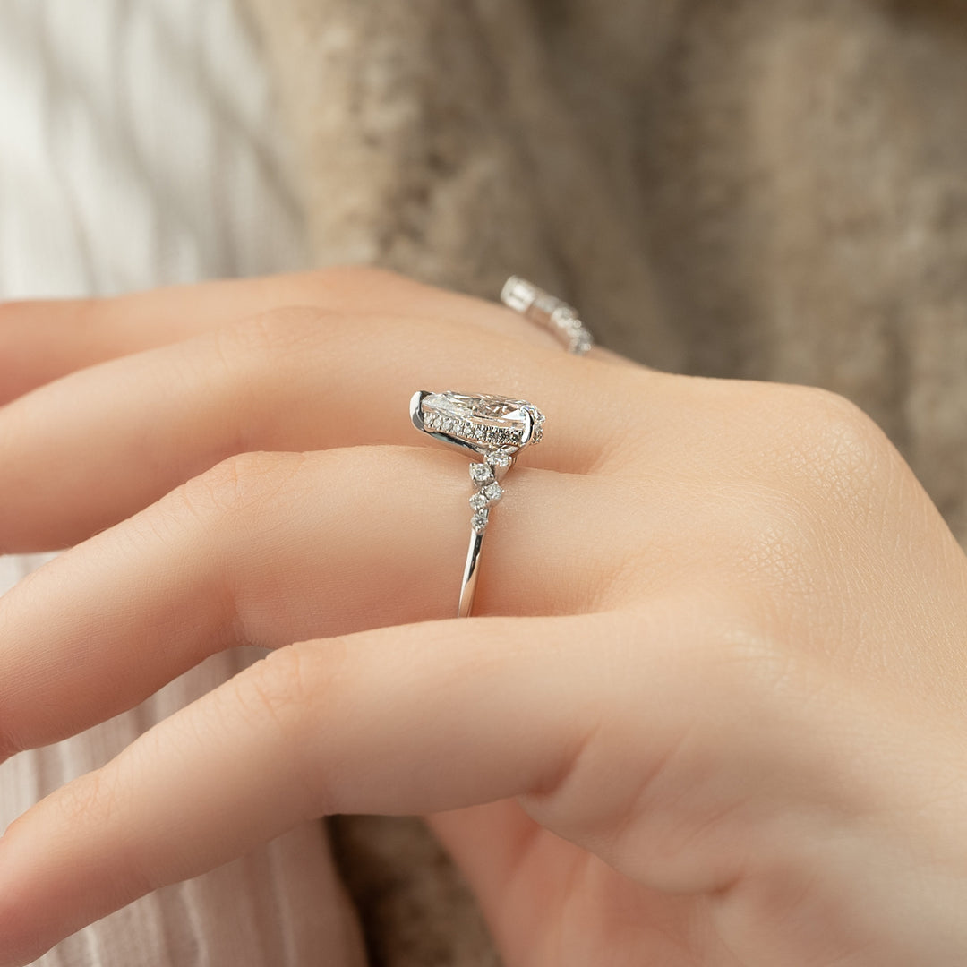 The Mona Pear Lab Diamond Moissanite Engagement Ring