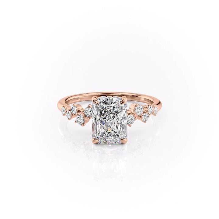 The Mona Set With Radiant Side Stone Lab Diamond 1 Carat 14K Rose#material_rose