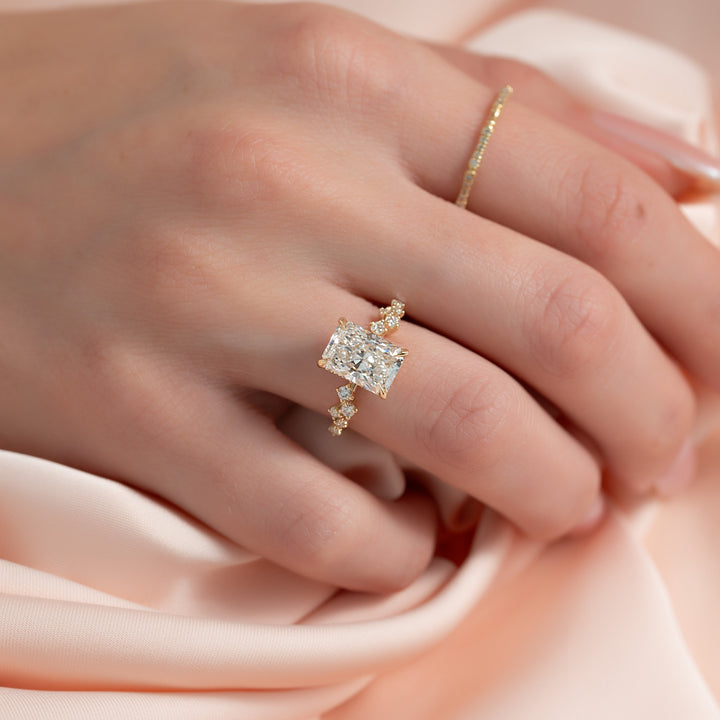 The Mona Radiant Lab Diamond Moissanite Engagement Ring *Shown with 2.5 ct #material_gold