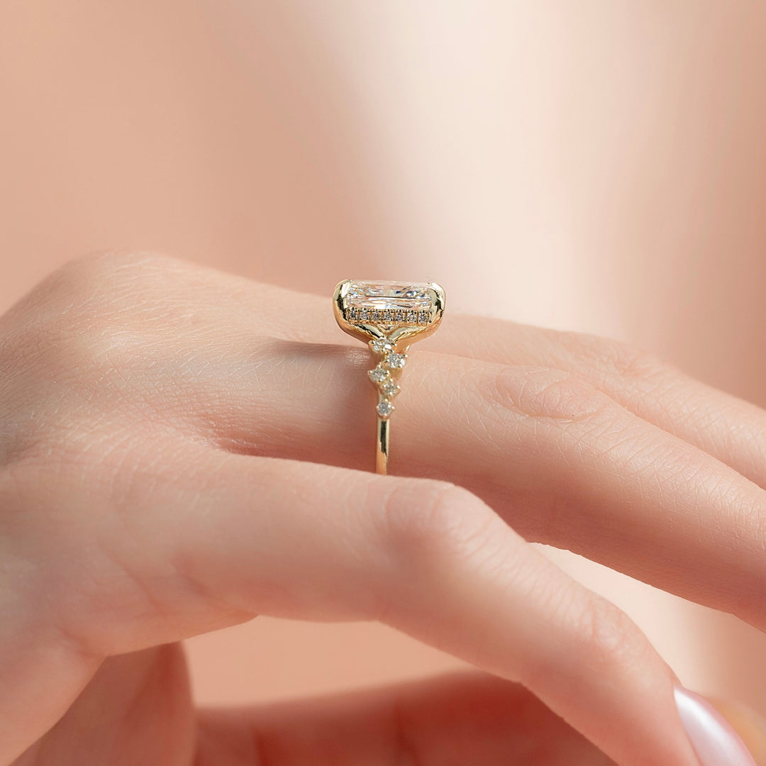 The Mona Radiant Lab Diamond Moissanite Engagement Ring