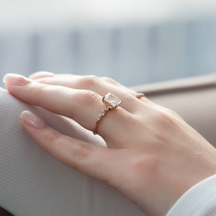 The Mona Radiant Lab Diamond Moissanite Engagement Ring *Shown with 2.5 ct #material_rose