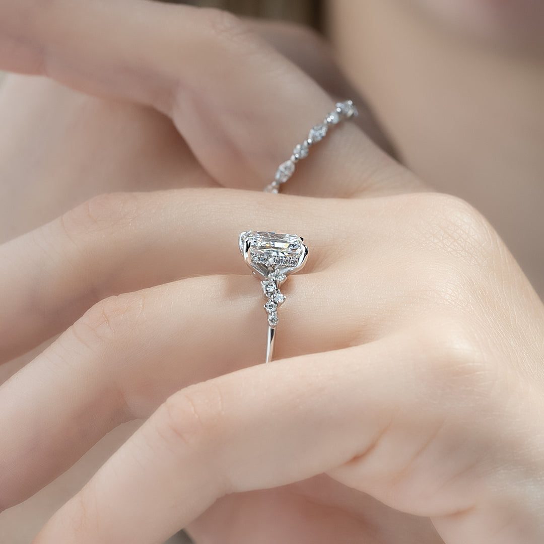 The Mona Radiant Lab Diamond Moissanite Engagement Ring