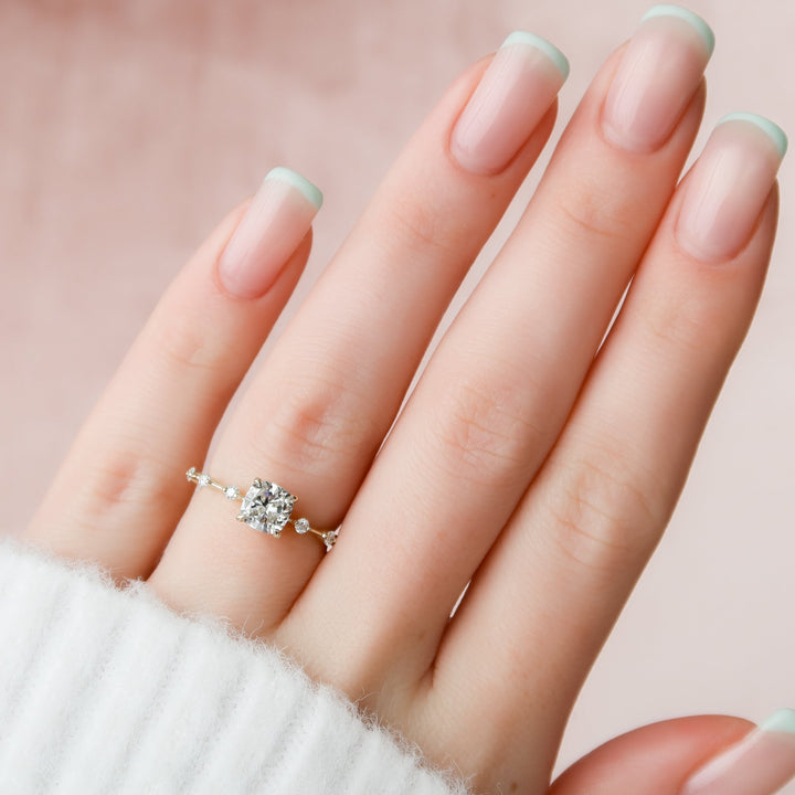 The Morgan Cushion Lab Diamond Moissanite Engagement Ring *Shown with 0.8 ct #material_gold