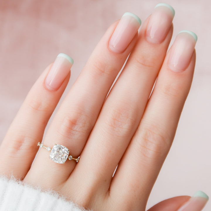 The Morgan Cushion Lab Diamond Moissanite Engagement Ring *Shown with 2 ct #material_gold