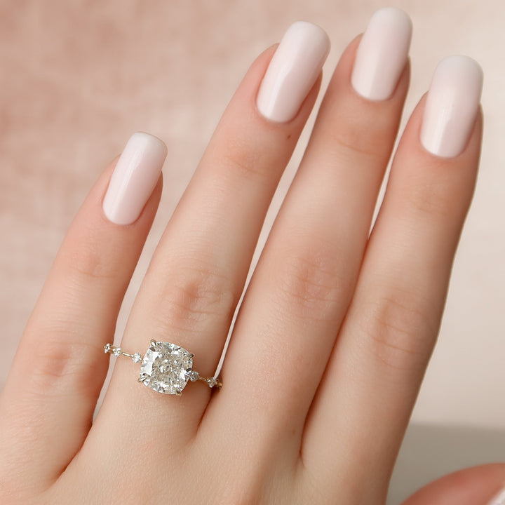 The Morgan Cushion Lab Diamond Moissanite Engagement Ring *Shown with 3 ct #material_gold