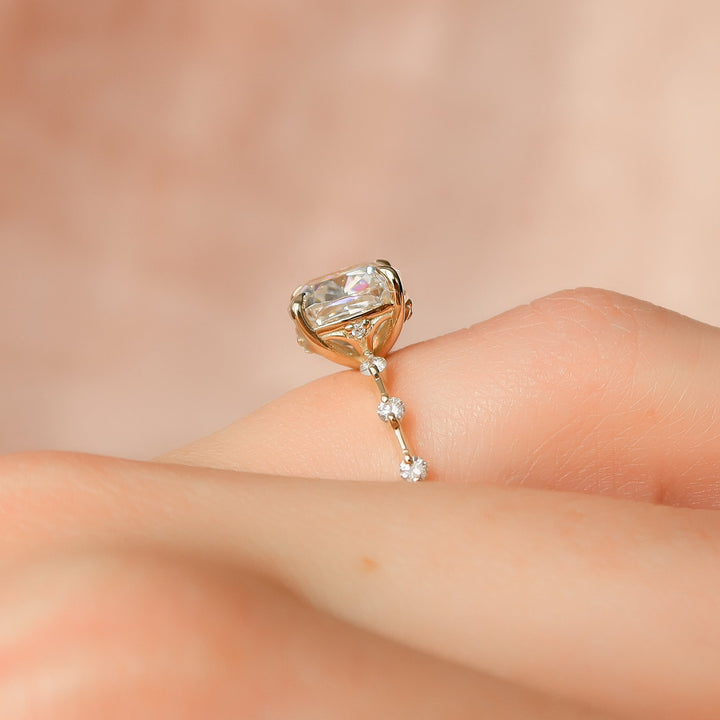 The Morgan Cushion Lab Diamond Moissanite Engagement Ring *Shown with 3 ct #material_gold