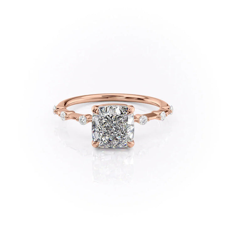 The Morgan Set With Cushion Solitaire Lab Diamond 1 Carat 14K Rose#material_rose