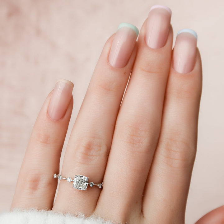 The Morgan Cushion Lab Diamond Moissanite Engagement Ring *Shown with 1 ct #material_white