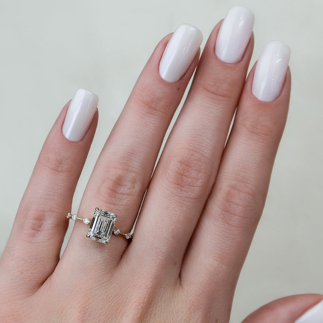 The Morgan Emerald Lab Diamond Moissanite Engagement Ring