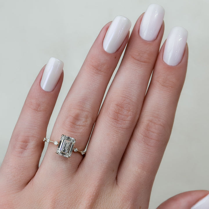 The Morgan Emerald Lab Diamond Moissanite Engagement Ring *Shown with 3 ct #material_gold