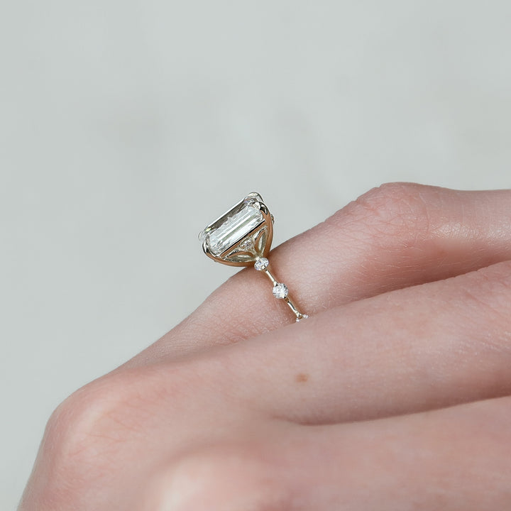 The Morgan Emerald Lab Diamond Moissanite Engagement Ring *Shown with 3 ct #material_gold