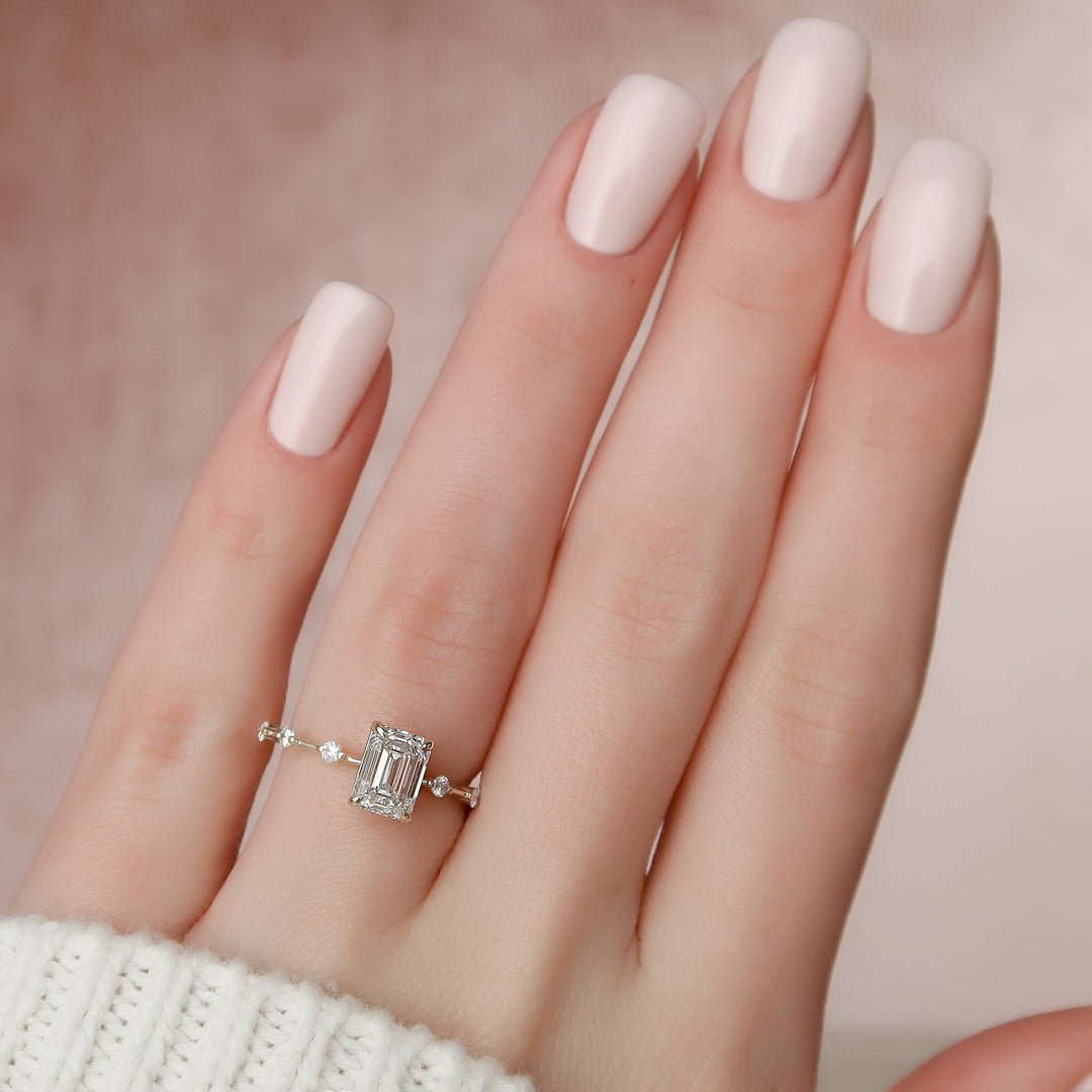 The Morgan Emerald Lab Diamond Moissanite Engagement Ring