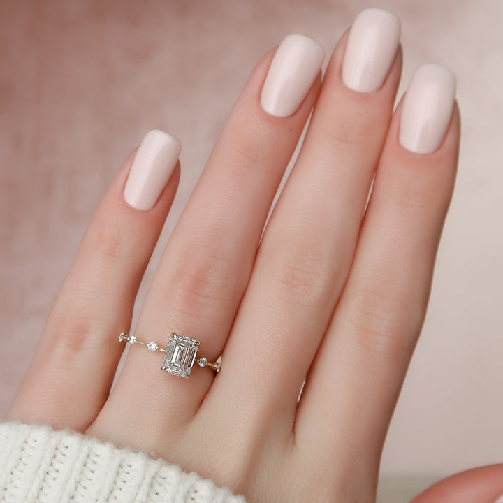 The Morgan Emerald Lab Diamond Moissanite Engagement Ring *Shown with 1.5 ct #material_gold