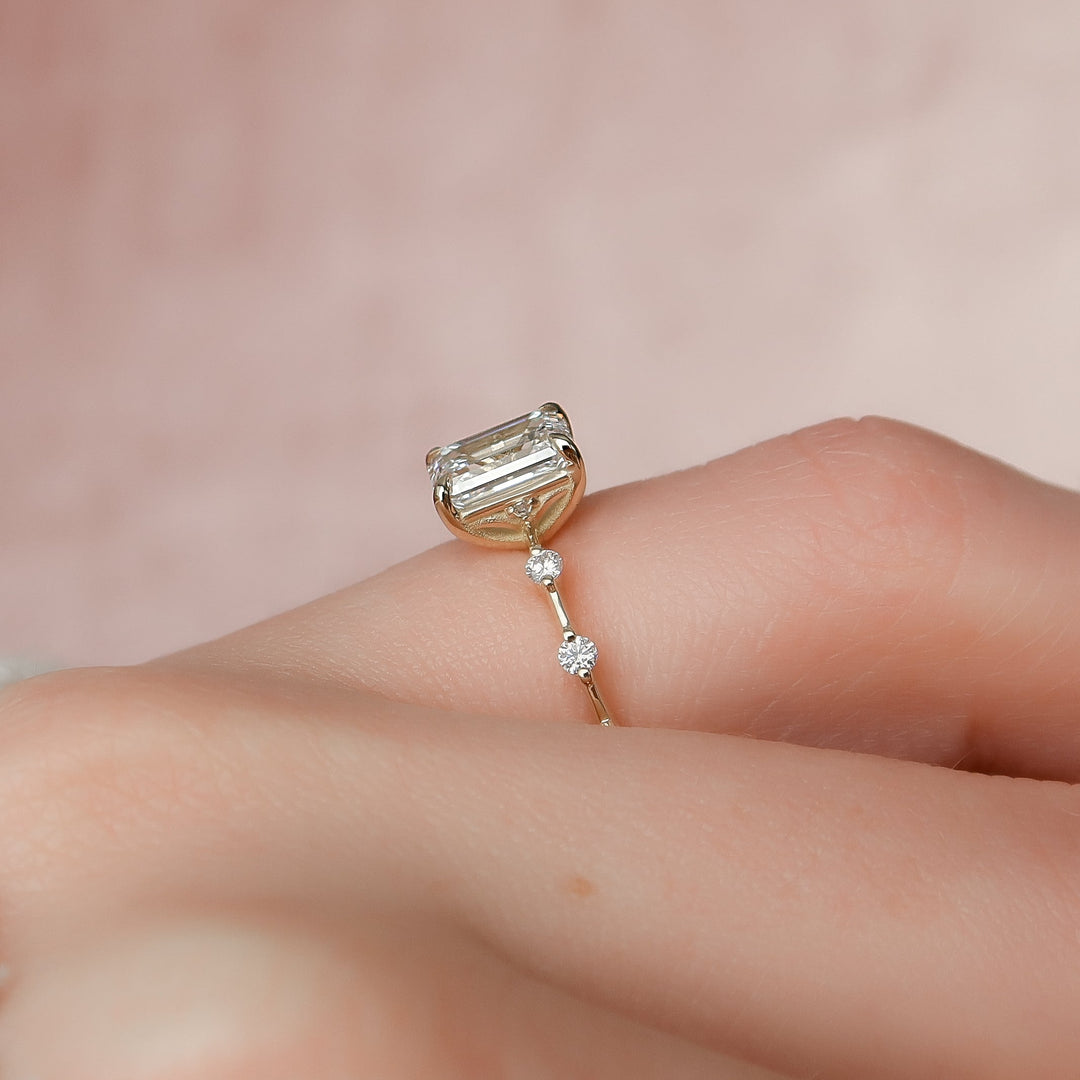 The Morgan Emerald Lab Diamond Moissanite Engagement Ring