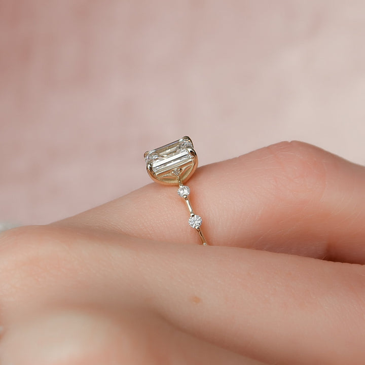 The Morgan Emerald Lab Diamond Moissanite Engagement Ring *Shown with 1.5 ct #material_gold