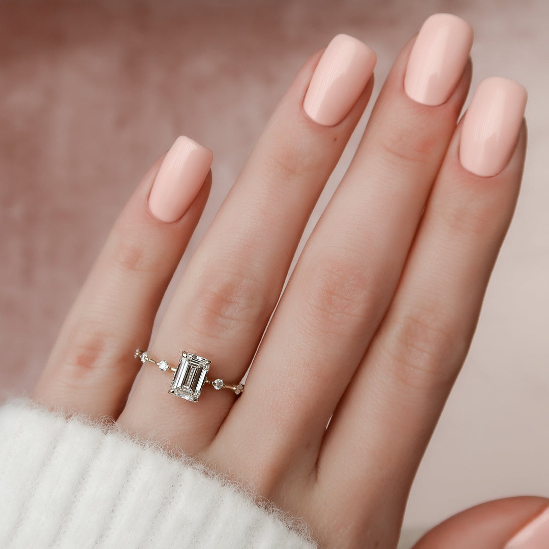 The Morgan Emerald Lab Diamond Moissanite Engagement Ring