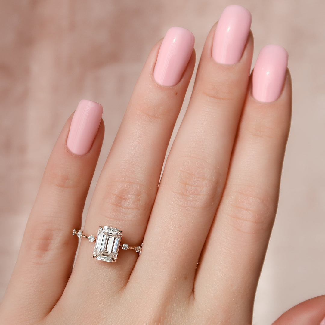 The Morgan Emerald Lab Diamond Moissanite Engagement Ring