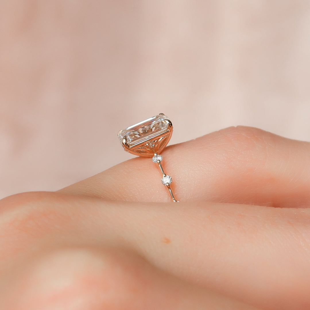 The Morgan Emerald Lab Diamond Moissanite Engagement Ring