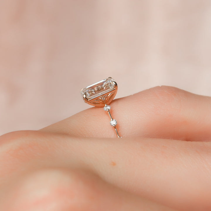 The Morgan Emerald Lab Diamond Moissanite Engagement Ring *Shown with 3 ct #material_rose