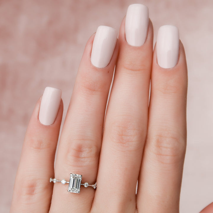 The Morgan Emerald Lab Diamond Moissanite Engagement Ring *Shown with 1 ct #material_white