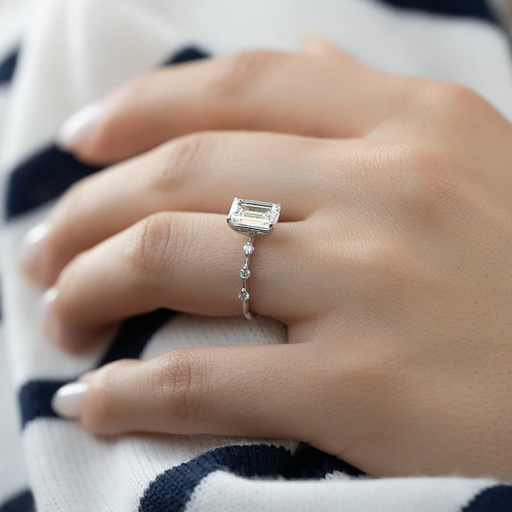 The Morgan Emerald Lab Diamond Moissanite Engagement Ring *Shown with 2 ct #material_white