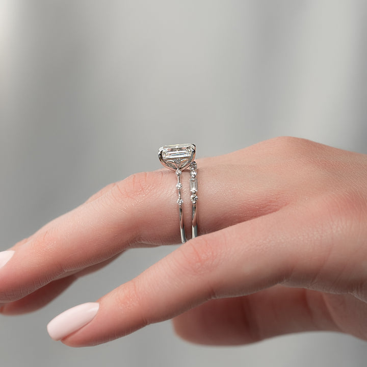 The Morgan Emerald Lab Diamond Moissanite Engagement Ring *Shown with 3 ct #material_white