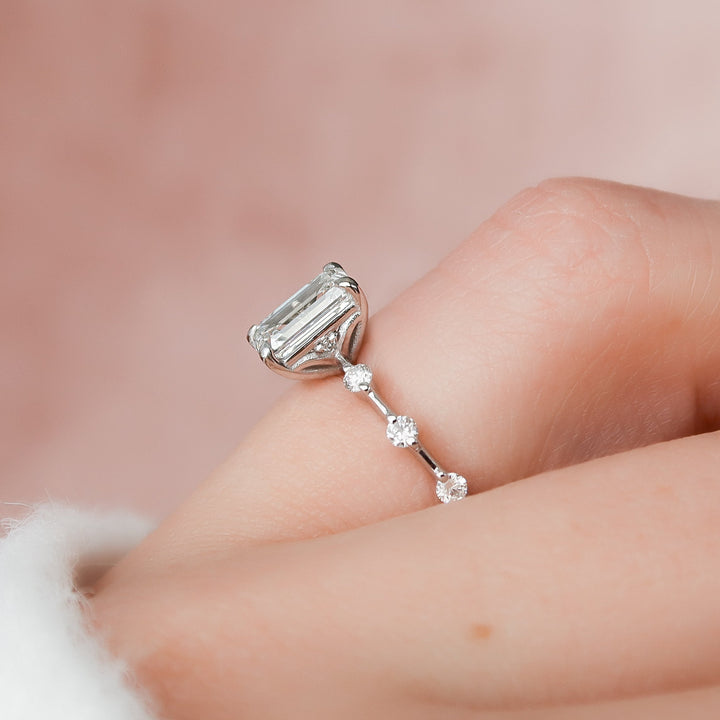 The Morgan Emerald Lab Diamond Moissanite Engagement Ring *Shown with 1 ct #material_white