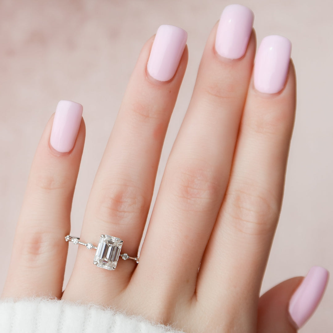 The Morgan Emerald Lab Diamond Moissanite Engagement Ring