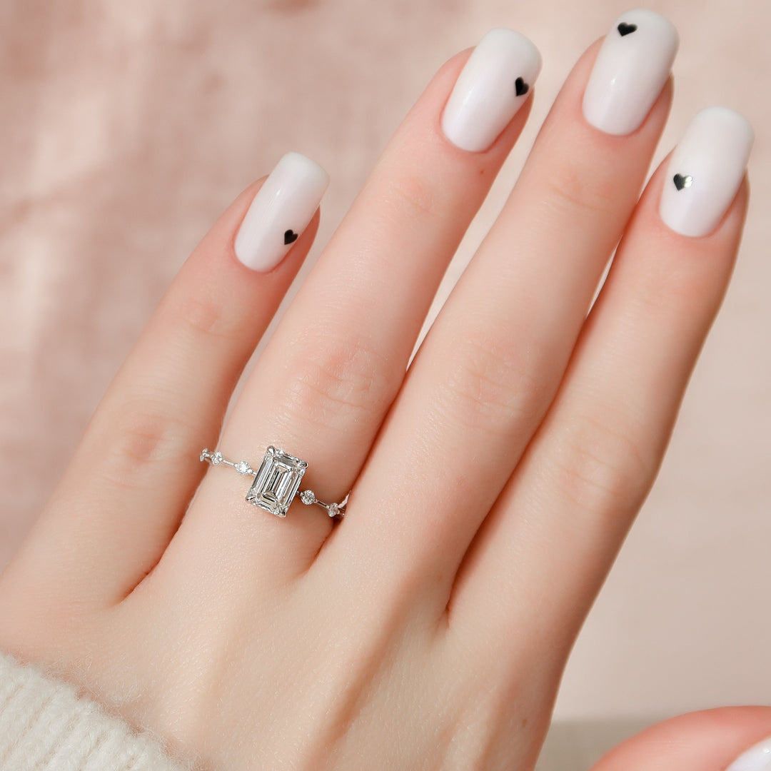 The Morgan Emerald Lab Diamond Moissanite Engagement Ring