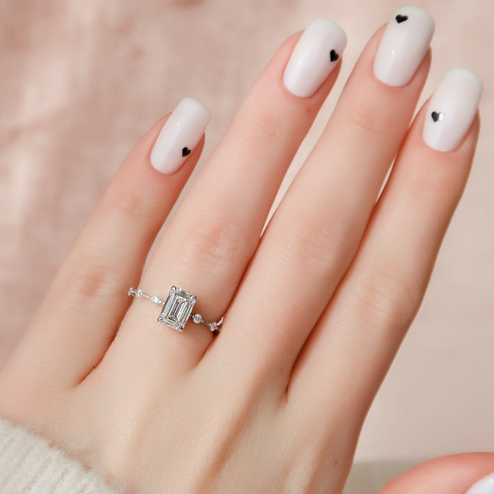 The Morgan Emerald Lab Diamond Moissanite Engagement Ring *Shown with 1.5 ct #material_white