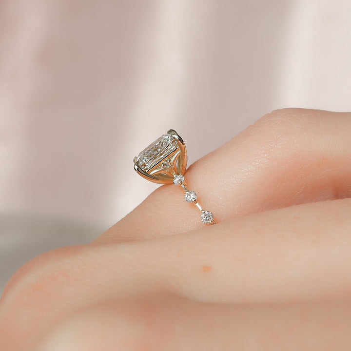 The Morgan Princess Lab Diamond Moissanite Engagement Ring *Shown with 3 ct #material_gold