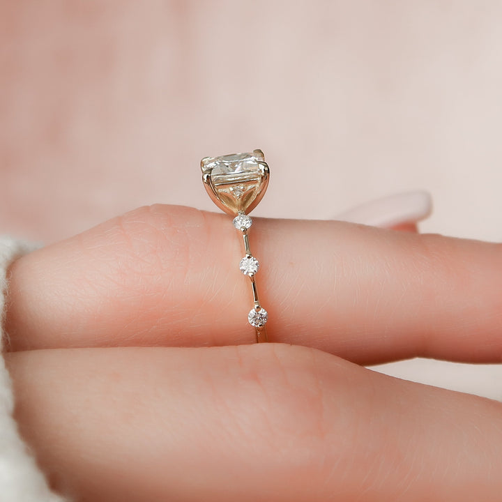 The Morgan Princess Lab Diamond Moissanite Engagement Ring *Shown with 1 ct #material_gold